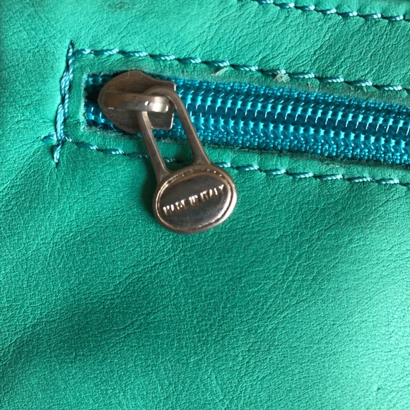 Seafoam Green and Tan Italian Leather Crossbody - Picture 8 of 8